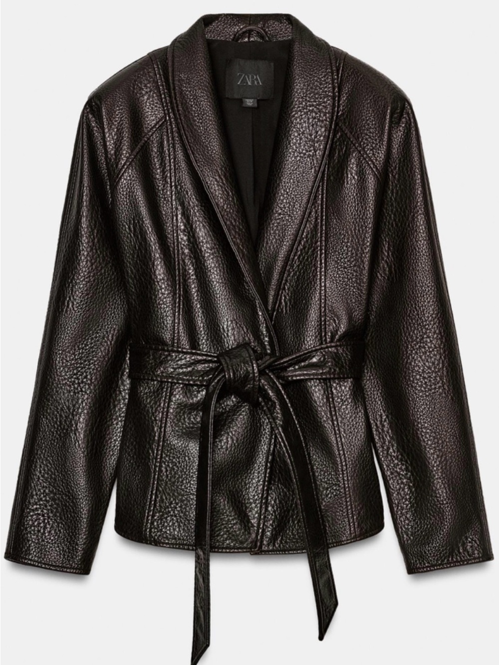 ZARA Faux-Leather Belted Jacket